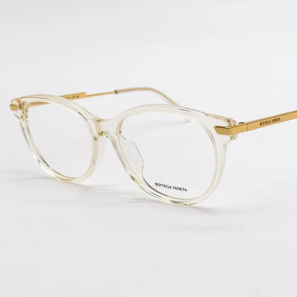 NEW BOTTEGA VENETA EYEGLASSES BV1039O 003 ROUND BEIGE TRANSPSRENT WOMEN EYEWEAR